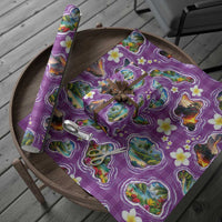 Hawaiian Island Shapes-Iconic Landscape Wrapping Paper with Plumeria and Palaka Purple Color