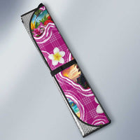 Hawaiian Island Shapes-Iconic Landscape Auto Sun Shade with Plumeria and Palaka Pink Color