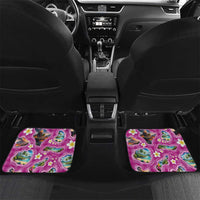 Hawaiian Island Shapes-Iconic Landscape Car Mats with Plumeria and Palaka Pink Color
