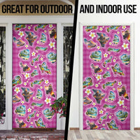 Hawaiian Island Shapes-Iconic Landscape Door Cover with Plumeria and Palaka Pink Color