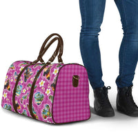 Hawaiian Island Shapes-Iconic Landscape Travel Bag with Plumeria and Palaka Pink Color