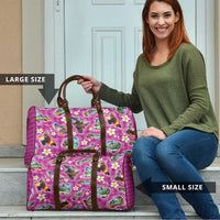 Hawaiian Island Shapes-Iconic Landscape Travel Bag with Plumeria and Palaka Pink Color