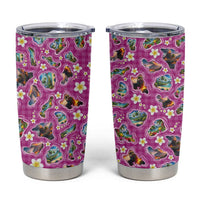Hawaiian Island Shapes-Iconic Landscape Tumbler Cup with Plumeria and Palaka Pink Color