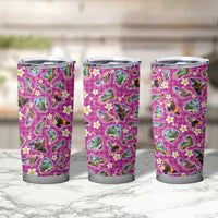 Hawaiian Island Shapes-Iconic Landscape Tumbler Cup with Plumeria and Palaka Pink Color