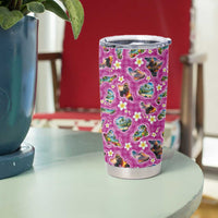 Hawaiian Island Shapes-Iconic Landscape Tumbler Cup with Plumeria and Palaka Pink Color