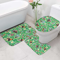 Hawaii Map with Plumeria Flower and Palaka Pattern Bathroom Set Tropical Island Green Design