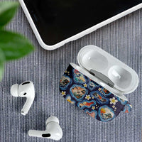 Hawaii Islands Map Design with Japanese Landscape AirPods Case Hawaiian Japan Fusion Art Navy Color