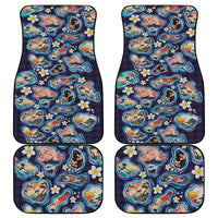 Hawaii Islands Map Design with Japanese Landscape Car Mats Hawaiian Japan Fusion Art Navy Color