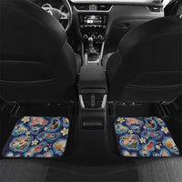 Hawaii Islands Map Design with Japanese Landscape Car Mats Hawaiian Japan Fusion Art Navy Color