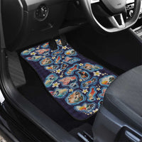 Hawaii Islands Map Design with Japanese Landscape Car Mats Hawaiian Japan Fusion Art Navy Color