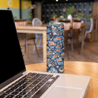 Hawaii Islands Map Design with Japanese Landscape Skinny Tumbler Hawaiian Japan Fusion Art Navy Color LT03 - Polynesian Pride