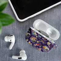 Hawaii Islands Map Design with Japanese Landscape AirPods Case Hawaiian Japan Fusion Art Purple Color