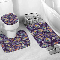 Hawaii Islands Map Design with Japanese Landscape Bathroom Set Hawaiian Japan Fusion Art Purple Color