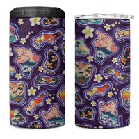 Hawaii Islands Map Design with Japanese Landscape 4 in 1 Can Cooler Tumbler Hawaiian Japan Fusion Art Purple Color LT03 One Size: 16 oz Purple - Polynesian Pride
