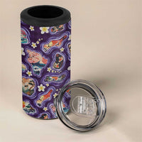 Hawaii Islands Map Design with Japanese Landscape 4 in 1 Can Cooler Tumbler Hawaiian Japan Fusion Art Purple Color LT03 - Polynesian Pride