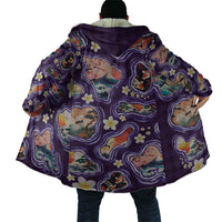 Hawaii Islands Map Design with Japanese Landscape Cloak Hawaiian Japan Fusion Art Purple Color