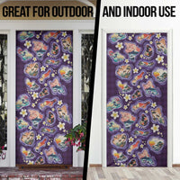 Hawaii Islands Map Design with Japanese Landscape Door Cover Hawaiian Japan Fusion Art Purple Color LT03 - Polynesian Pride