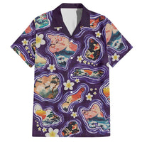 Hawaii Islands Map Design with Japanese Landscape Hawaiian Shirt Hawaiian Japan Fusion Art Purple Color LT03 Purple - Polynesian Pride