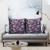 Hawaii Islands Map Design with Japanese Landscape Pillow Cover Hawaiian Japan Fusion Art Purple Color LT03 - Polynesian Pride