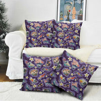 Hawaii Islands Map Design with Japanese Landscape Pillow Cover Hawaiian Japan Fusion Art Purple Color LT03 - Polynesian Pride