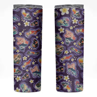 Hawaii Islands Map Design with Japanese Landscape Skinny Tumbler Hawaiian Japan Fusion Art Purple Color LT03 Purple - Polynesian Pride