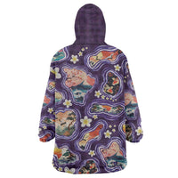 Hawaii Islands Map Design with Japanese Landscape Wearable Blanket Hoodie Hawaiian Japan Fusion Art Purple Color LT03 - Polynesian Pride