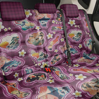 Hawaii Islands Map Design with Japanese Landscape Back Car Seat Cover Hawaiian Japan Fusion Art Pink Color