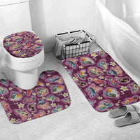 Hawaii Islands Map Design with Japanese Landscape Bathroom Set Hawaiian Japan Fusion Art Pink Color