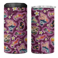 Hawaii Islands Map Design with Japanese Landscape 4 in 1 Can Cooler Tumbler Hawaiian Japan Fusion Art Pink Color LT03 One Size: 16 oz Pink - Polynesian Pride