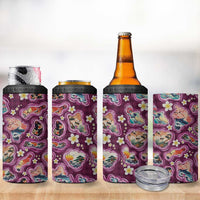 Hawaii Islands Map Design with Japanese Landscape 4 in 1 Can Cooler Tumbler Hawaiian Japan Fusion Art Pink Color LT03 - Polynesian Pride
