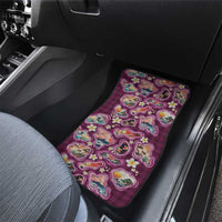 Hawaii Islands Map Design with Japanese Landscape Car Mats Hawaiian Japan Fusion Art Pink Color