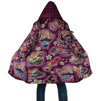 Hawaii Islands Map Design with Japanese Landscape Cloak Hawaiian Japan Fusion Art Pink Color