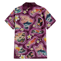 Hawaii Islands Map Design with Japanese Landscape Family Matching Puletasi and Hawaiian Shirt Hawaiian Japan Fusion Art Pink Color LT03 - Polynesian Pride