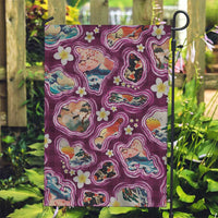 Hawaii Islands Map Design with Japanese Landscape Garden Flag Hawaiian Japan Fusion Art Pink Color