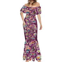 Hawaii Islands Map Design with Japanese Landscape Mermaid Dress Hawaiian Japan Fusion Art Pink Color LT03 - Polynesian Pride