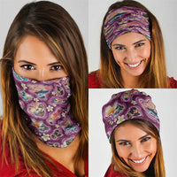 Hawaii Islands Map Design with Japanese Landscape Neck Gaiter Hawaiian Japan Fusion Art Pink Color
