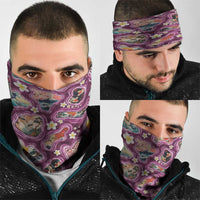 Hawaii Islands Map Design with Japanese Landscape Neck Gaiter Hawaiian Japan Fusion Art Pink Color