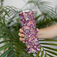 Hawaii Islands Map Design with Japanese Landscape Skinny Tumbler Hawaiian Japan Fusion Art Pink Color LT03 - Polynesian Pride