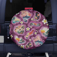 Hawaii Islands Map Design with Japanese Landscape Spare Tire Cover Hawaiian Japan Fusion Art Pink Color LT03 No hole Pink - Polynesian Pride