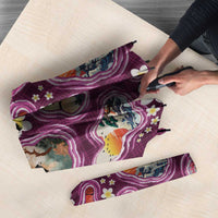 Hawaii Islands Map Design with Japanese Landscape Umbrella Hawaiian Japan Fusion Art Pink Color