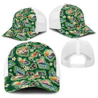 Hawaiian and Japanese Culture Together Baseball Net Cap Hawaiian Island Shapes with Japanese Landscape Green Color LT03 - Polynesian Pride