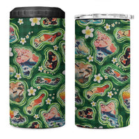 Hawaiian and Japanese Culture Together 4 in 1 Can Cooler Tumbler Hawaiian Island Shapes with Japanese Landscape Green Color LT03 One Size: 16 oz Green - Polynesian Pride