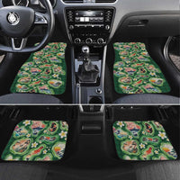 Hawaiian and Japanese Culture Together Car Mats Hawaiian Island Shapes with Japanese Landscape Green Color LT03 Set 4pcs Green - Polynesian Pride