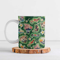 Hawaiian and Japanese Culture Together Ceramic Mug Hawaiian Island Shapes with Japanese Landscape Green Color LT03 Green - Polynesian Pride
