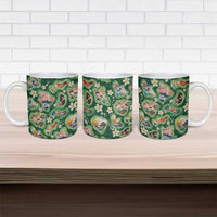 Hawaiian and Japanese Culture Together Ceramic Mug Hawaiian Island Shapes with Japanese Landscape Green Color LT03 - Polynesian Pride