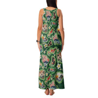 Hawaiian and Japanese Culture Together Family Matching Tank Maxi Dress and Hawaiian Shirt Hawaiian Island Shapes with Japanese Landscape Green Color LT03 - Polynesian Pride