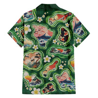 Hawaiian and Japanese Culture Together Hawaiian Shirt Hawaiian Island Shapes with Japanese Landscape Green Color LT03 - Polynesian Pride