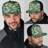 Hawaiian and Japanese Culture Together Mesh Trucker Cap Hawaiian Island Shapes with Japanese Landscape Green Color LT03 - Polynesian Pride