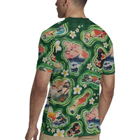 Hawaiian and Japanese Culture Together Rugby Jersey Hawaiian Island Shapes with Japanese Landscape Green Color LT03 - Polynesian Pride