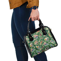 Hawaiian and Japanese Culture Together Shoulder Handbag Hawaiian Island Shapes with Japanese Landscape Green Color LT03 - Polynesian Pride
